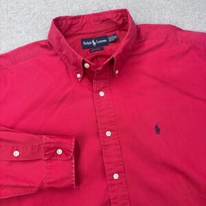 Polo Ralph Lauren Blake Shirt Mens XL Faded Red Garment Dyed Vintage 90s *FLAW